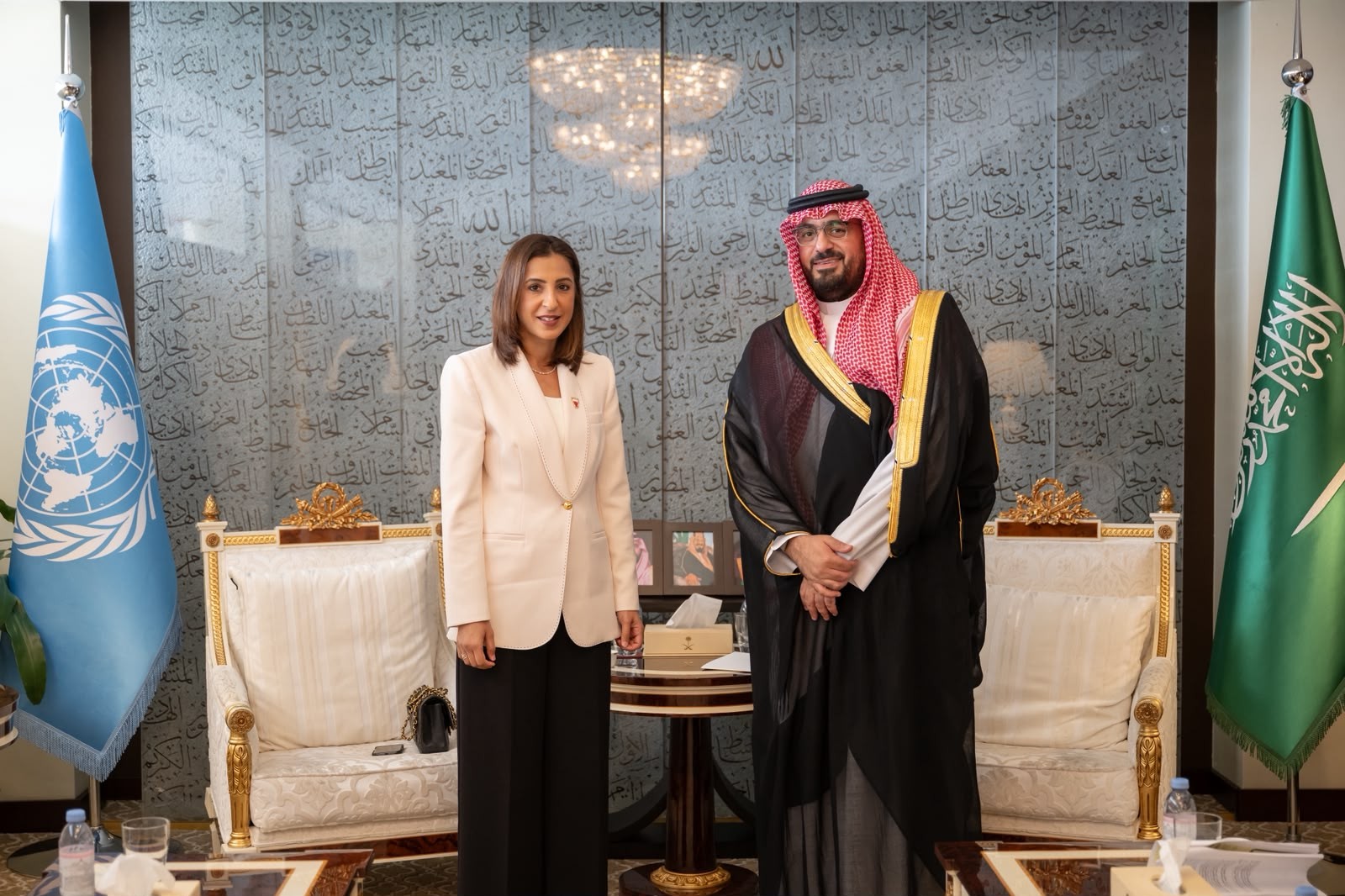 Minister of Economy and Planning meets with Minister of Sustainable Development, Chief Executive of the Economic Development Board of the Kingdom of Bahrain