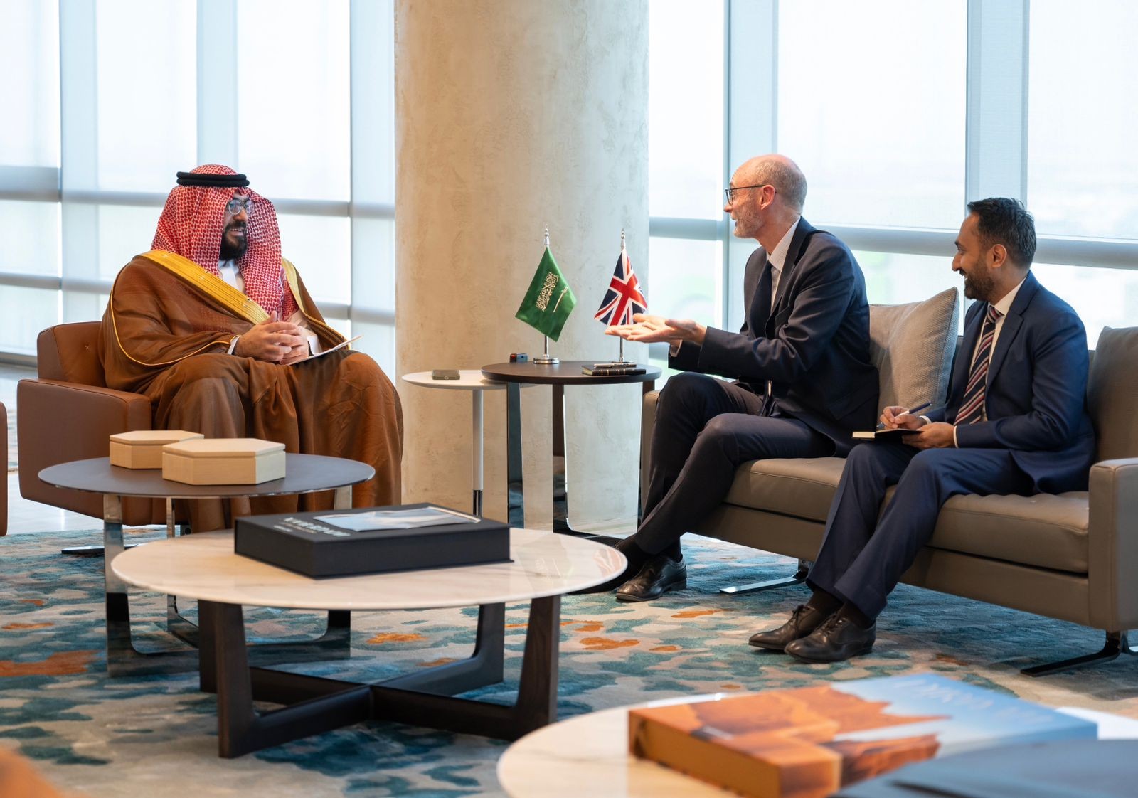 His Excellency Faisal F. Alibrahim, Minister of Economy and planning, with UK Ambassador to Saudi Arabia, Stephen Hitchen